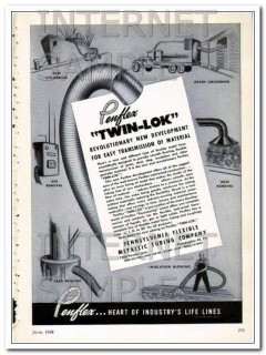 pennsylvania flexible metallic tubing 1948 penflex twin-lok vintage ad