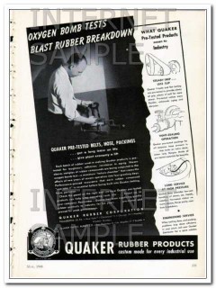 quaker rubber corporation 1948 oxygen bomb tests vintage ad quaker rubber corporation 1948 oxygen bomb tests vintage ad