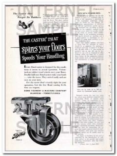 bond foundry machine company 1948 caster spares the floor vintage ad