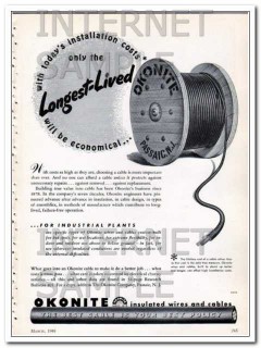 okonite company 1948 longest lived economical wire cable vintage ad