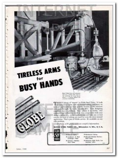 globe steel tubes company 1948 tireless arms for busy hands vintage ad
