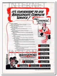 Bridgeport Machine Company 1934 Vintage Ad Oil Field Complete Service Bridgeport Machine Company 1934 Vintage Ad Oil Field Complete Service