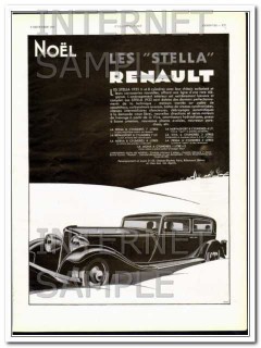Renault 1933 Les Stella Christmas french art deco car vintage ad