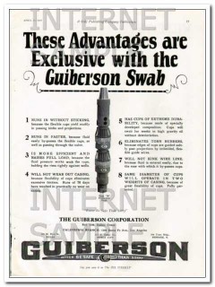 Guiberson Corp 1927 Vintage Ad Oil Field Swab Advantages Exclusive