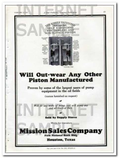 Mission Sales Company 1927 Vintage Ad Oil Piston Manufactured Out-ware Mission Sales Company 1927 Vintage Ad Oil Piston Manufactured Out-ware