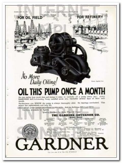 Gardner Governor Company 1927 Vintage Ad Oil Pump Once-A-Month Gardner Governor Company 1927 Vintage Ad Oil Pump Once-A-Month