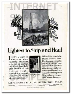 Lee C Moore Company 1927 Vintage Ad Oil Field Steel Lightest Ship Haul Lee C Moore Company 1927 Vintage Ad Oil Field Steel Lightest Ship Haul