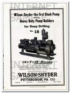 Wilson-Snyder Company 1927 Vintage Ad Slush Pump Deep Well Drilling Wilson-Snyder Company 1927 Vintage Ad Slush Pump Deep Well Drilling