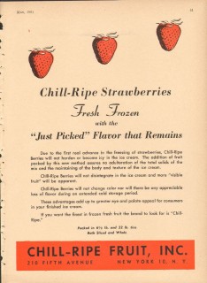 Chill-Ripe Fruit Inc 1951 Vintage Ad Ice Cream Strawberries Frozen Chill-Ripe Fruit Inc 1951 Vintage Ad Ice Cream Strawberries Frozen
