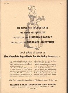 General Foods Corp 1951 Vintage Ad Walter Baker Chocolate Cocoa Better General Foods Corp 1951 Vintage Ad Walter Baker Chocolate Cocoa Better