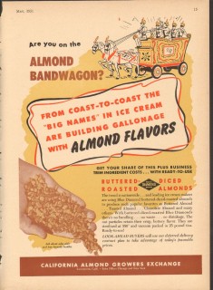 California Almond Growers Exchange 1951 Vintage Ad Ice Cream Bandwagon California Almond Growers Exchange 1951 Vintage Ad Ice Cream Bandwagon