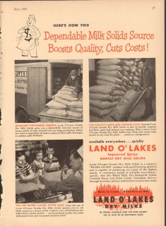 Land O Lakes 1951 Vintage Ad Ice Cream Milk Solids Source Dependable