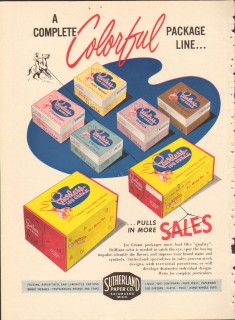 Sutherland Paper Company 1951 Vintage Ad Ice Cream Packaging Colorful Sutherland Paper Company 1951 Vintage Ad Ice Cream Packaging Colorful