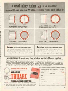 waldes kohinoor inc 1953 end play take up truarc rings vintage ad
