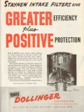 dollinger corp 1953 staynew intake filters positive protect vintage ad
