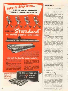 standard tube company 1953 in step welded stainless steel vintage ad