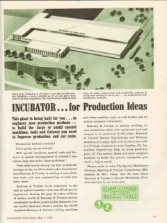 kearney trecker corp 1953 incubator for production idea vintage ad