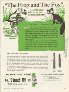 d a stuart oil company 1953 frog fox fable cutting fluid vintage ad