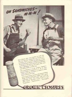 durkee famous foods 1946 crown closures on sandwiches m-m-m vintage ad