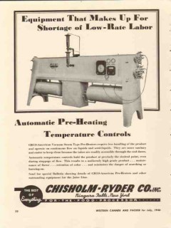 chisholm-ryder company 1946 pre-heat temperature controls vintage ad