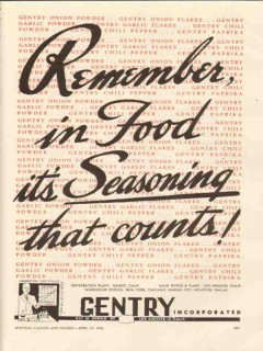 gentry inc 1946 remember its food seasoning that counts vintage ad