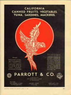 parrott company 1946 canned fruit vegetable tuna sardine vintage ad parrott company 1946 canned fruit vegetable tuna sardine vintage ad