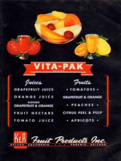 k r fruit products inc 1946 vita-pak brand juices vintage ad