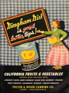 foster and wood canning company 1946 gingham girl is tops vintage ad
