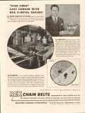 chain belt company 1946 last longer with rex z-metal chains vintage ad