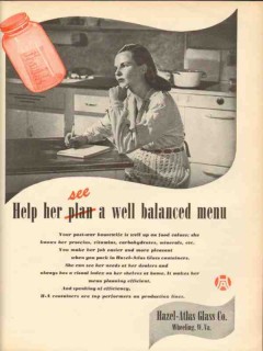 hazel-atlas glass company 1946 help see well balanced menu vintage ad