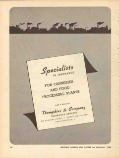 thompkins company 1946 food process canner plants insurance vintage ad thompkins company 1946 food process canner plants insurance vintage ad