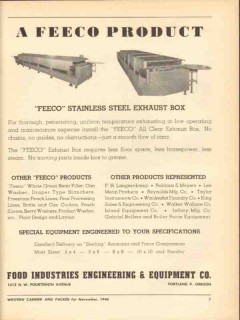 food industries engineering equipment co 1946 feeco product vintage ad