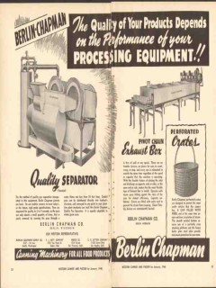 berlin chapman company 1946 quality food process equipment vintage ad