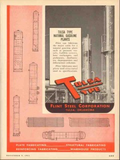 Flint Steel Corp 1953 Vintage Ad Oil Natural Gasoline Plant Tulsa Type Flint Steel Corp 1953 Vintage Ad Oil Natural Gasoline Plant Tulsa Type