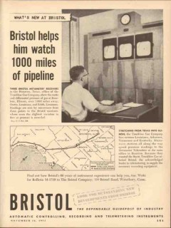 Bristol Company 1953 Vintage Ad Oil Field Watch 1000 Miles Pipeline