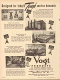 Henry Vogt Machine Company 1953 Vintage Ad Oil Tough Service Demands
