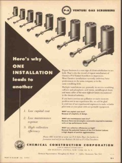 Chemical Construction Corp 1953 Vintage Ad Venturi Gas Scrubbers Chemical Construction Corp 1953 Vintage Ad Venturi Gas Scrubbers