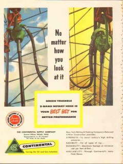 Continental Supply Company 1953 Vintage Ad Oil Green Triangle Hose Continental Supply Company 1953 Vintage Ad Oil Green Triangle Hose