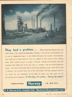 G A Harvey Company 1953 Vintage Ad Oil Refineries Europe Problem WW2 G A Harvey Company 1953 Vintage Ad Oil Refineries Europe Problem WW2
