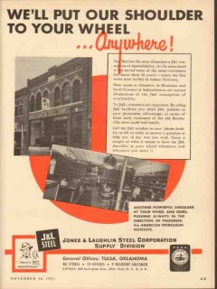 Jones Laughlin Steel Corp 1953 Vintage Ad Oil Field Shoulder Anywhere