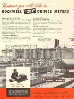 rockwell mfg company 1953 features 201 orifice meters vintage ad