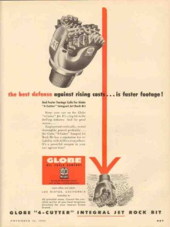 Globe Oil Tools Company 1953 Vintage Ad Rock Bit Defense Rising Costs