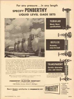 Penberthy Injector Company 1953 Vintage Ad Oil Liquid Level Gage Sets Penberthy Injector Company 1953 Vintage Ad Oil Liquid Level Gage Sets