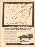Williams Pressure Service Company 1953 Vintage Ad Oil Pipeline Testing Williams Pressure Service Company 1953 Vintage Ad Oil Pipeline Testing