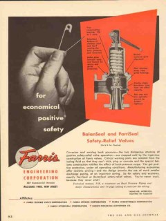 Farris Engineering Corp 1953 Vintage Ad Safety Relief Valve Economical Farris Engineering Corp 1953 Vintage Ad Safety Relief Valve Economical