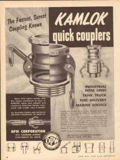 opw corporation 1953 fastest surest kamlok quick couplers vintage ad
