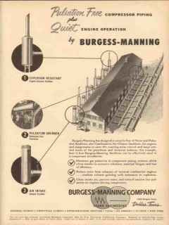 Burgess-Manning Company 1953 Vintage Ad Oil Quiet Compressor Piping Burgess-Manning Company 1953 Vintage Ad Oil Quiet Compressor Piping