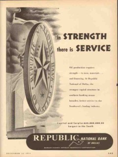 republic national bank of dallas 1953 strength is service vintage ad republic national bank of dallas 1953 strength is service vintage ad