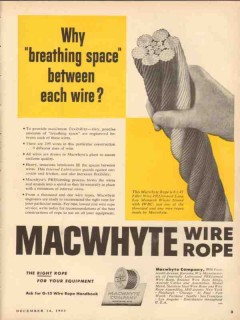 macwhyte company 1953 why breathing space between each wire vintage ad