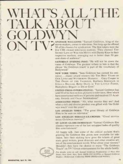 samuel goldwyn productions 1965 whats all the talk about tv vintage ad samuel goldwyn productions 1965 whats all the talk about tv vintage ad